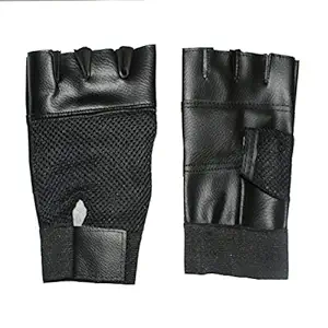 Body Maxx Leather Gym Gloves (Black)