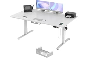 TRIUMPHKEY Scrivania Regolabile in Altezza 160 x 80cm,3 Controller di Memoria,con Porta di Ricarica USB,Elettrica Scrivania per Computer,Studio, Ufficio,Postazione di Lavoro