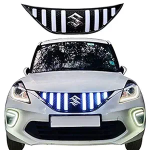 CAR SAAZ GTR Style LED Front Chrome Grill Compatible with Baleno Type-2 (2019-2020)(Audi Style)