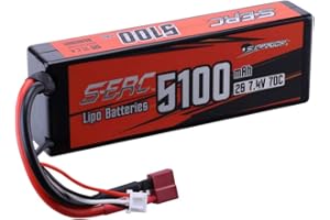 SUNPADOW 7.4V 2S 5100mAh RC Lipo Battery 70C Hard Case with Deans T Plug for RC Car Truck Boat Vehicles Tank RC Buggy Racing Hobby