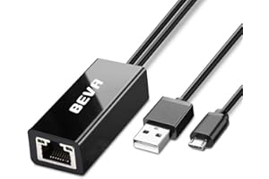 BEVA Chromecast i TV Stick adapter Ethernet micro USB na RJ45 LAN adapter sieciowy z kablem zasilającym USB 2.0 do zasilania
