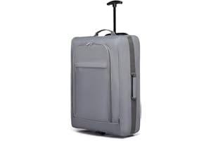Kono Handgepäck Koffer Softcase Leicht Stoffkoffer Kabinentrolley Reisekoffer mit 2 Rollen Kleiner Koffer für Flugzeug Handgepäck für Lufthansa Eurowings Ryanair Rollkoffer Trolley Polyester (Grau)