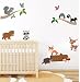 woodland animal nursery wall art sticker baby bedroom wall decor decals PEEL & STICK owl fox and jungle friends mural