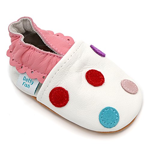 Weiche Baby und Kleinkind Lederschuhe - Dotty Fish - Mädchen - Punkte-Design