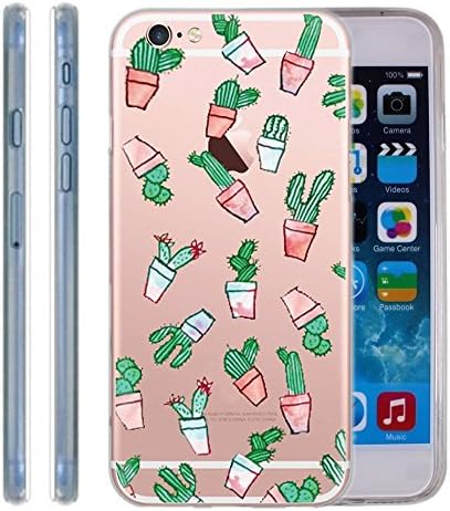 Cactus iPhone 6 6S case - Potted Plant Pattern Ultra Thin TPU GEL Transparent Clear iPhone 6S 6 Cover Skin 4.7”