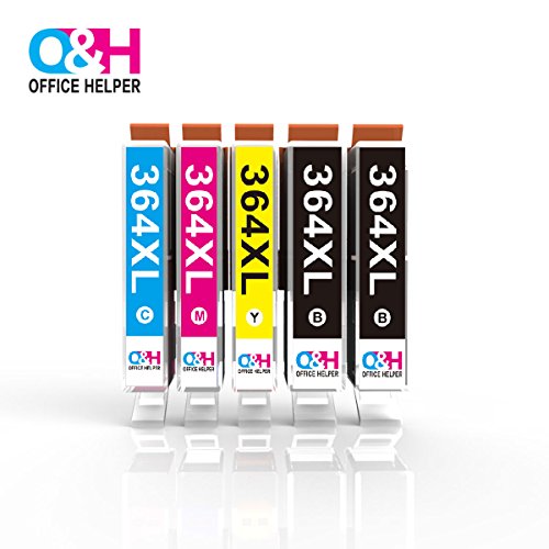 OFFICE HELPER - 364 364XL Cartuchos de tinta  2 Negro  1 Cian  1 Magenta  1 Amarillo   Compatibles con Impresoras Photosmart 5510 5520 5522 6520 B8550 C5388  Officejet 4620  Deskjet 3070A