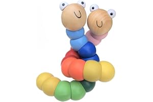 GERILEO Pack de 2 Gusanos articulados en Distintos Colores - Juguete de Madera - Mejorar la Creatividad, concentración e Inteligencia (Pack: Azul + Rosa)