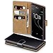 Produktbild Xperia XA1 Plus Case, Terrapin Handy Leder Brieftasche Case Hülle mit Standfunktion Kartenfächer für Sony Xperia XA1 Plus Hülle - Schwarz mit Hellbraun Interior