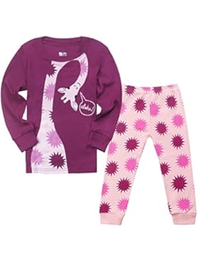 Qtake Fashion Mädchen Schlafanzug Baumwolle Lange Herbst Winter Dinosaurier Kinder Pyjama