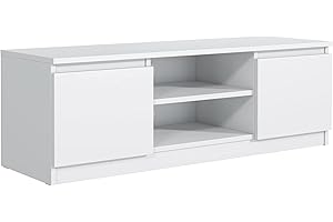 meble masztalerz Szafka RTV 138,6 cm - Biały Mat - 2 x Drzwi - Szafka pod Telewizor - Wolnostojąca & Nowoczesna z Miejscem do Przechowywania - Stolik do Salonu - Biała 138,6x38,5x39 cm