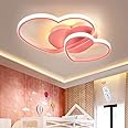 FUMIMID Kinderkamer Plafondlamp Creatieve Hartvormige LED Dimbaar Met Afstandsbediening Moderne Baby Meisje Slaapkamer Wandlamp Acryl Schaduw Woonkamer Eetkamer Hotel Badkamer Plafondlamp,Roze,52cm