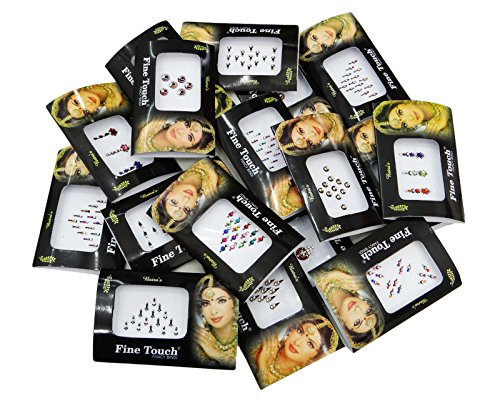 Banithani 18 Pcs Full Packet Different Multicolour Bindi Traditional Indian Forehead Tattoo