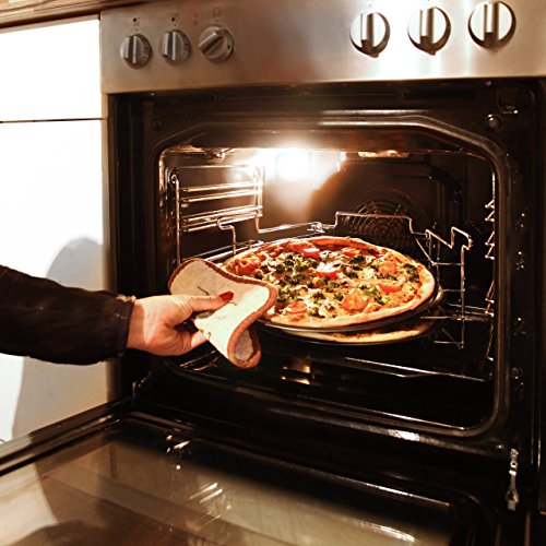 Relaxdays Pizzablech im 3er Set 33 cm Pizzabäcker-Set mit 3 Backblechen und Ständer als Pizza-Backblech und Flammkuchen Blech rundes Pizzabackblech mit Antihaftbeschichtung, anthrazit - 3