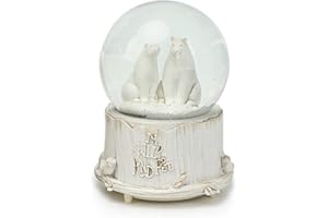 SURPRIZON Personalized Snow Globe Musical Box with Colorful Changing LED Lights, Home Décor Christmas Brithday Valentine's Day Gift (Bear)
