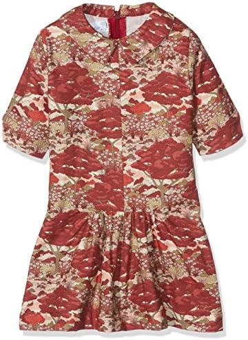 Kitipongo Baby Girls' Vestido Con Frunce y Manga Francesa Dress, Multicoloured (Granate, Rojo, Verde), 4 (Manufacturer Size: 4 Years)