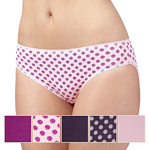 Debenhams Womens Pack Of Five Pink, Navy And Purple Daisy Print Bikini Briefs 10