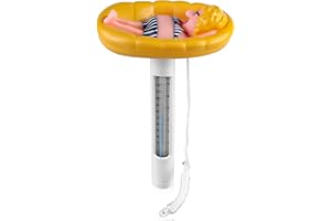 Delamiya Thermometre Piscine Flottant, Thermomètre de Piscine avec Ligne de Fixation, Thermomètre de l'eau pour Piscines Extérieure et Intérieure, Spa, Bain à Remous, Aquarium et Etangs à Poissons
