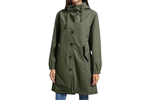 YFFUSHI Femme Veste Imperméable Coupe-vent d'Extérieur Léger et Respirant Veste de Pluie à Capuche Trench-coat Mi-long