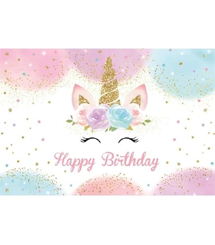 YongFoto Sfondo Fotografico In Cartone 2,2x1,5m - Unicorno Arcobaleno Rosa Con Nuvole E Stelle Per Festa Compleanno E Baby Shower