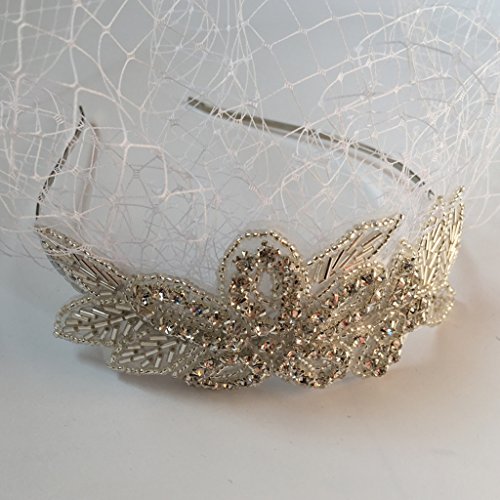 MagiDeal Damen Eleganter Vogelkäfig Schleier Fascinator mit Strass - 3