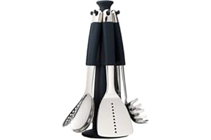 Joseph Joseph Elevate carosello di utensili in Acciaio Inox con supporto girevole, Porta Utensili, 6 pezzi