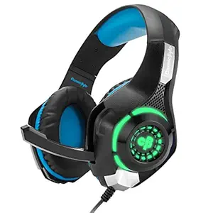 Cosmic Byte GS420 Headphones with Mic, RGB LED lights and Audio Splitter for PS4, Xbox One, Laptop, PC, iPhone and Android Phones (Black/Blue)