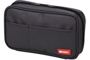 LIHIT LAB A7551 Pennfodral med dragkedja, Svart, Brun, 20 cm × 5 cm × 12 cm