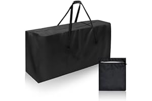 RICYEA Garden Cushion Storage Bag - Large Waterproof Outdoor Cushion Organiser with Zipper and Handle (130 x 32 x 55 cm) for Patio Seat Furniture