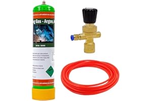 STATIC ARC Argon CO2 Disposable Gas Mix Bottle KIT MIG TIG Welding w/MINI Regulator + Hose (Argon 100%)