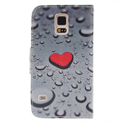 Samsung Galaxy S5 Hülle, BoxTii® Schutzhülle + Frei Hartglas Displayschutzfolie, PU Leder Hülle mit Kartenfächern Magnetverschluss und Ständer Funktion für Samsung Galaxy S5, Kratzfeste Weiche Lederhülle Flip Wallet Ledertasche Wickelfalz Handyhülle mit Silikon Rückschale Case Cover für Samsung Galaxy S5 (#4 Liebe) - 2