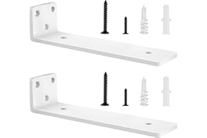 YFCVIP 2 Piezas Escuadras Para Estanterias, Soporte Baldas Pared, Escuadras Metalicas Invisibles, Soporte Estantería Metal con Tornillossado para Fácil Montaje en Pared (25cm, Blanco) 10in