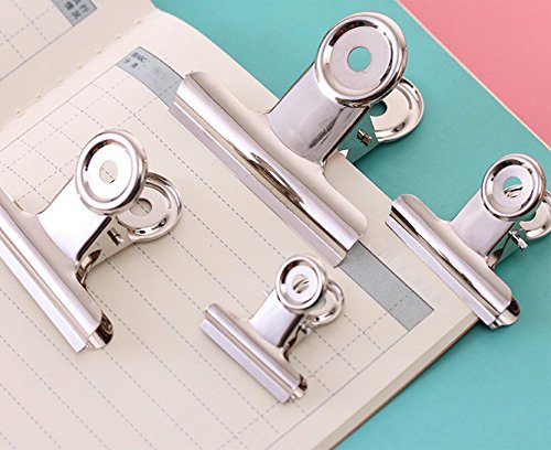 CAOLATOR Metall Edelstahl Beutelklammer Brief-Klemmer Datei-Clip 63mm XL 3 Stück - 5