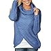 Produktbild Frau Lange Ärmel irregulär Halskragen Strickjacke Mantel-Pullover Mode Beiläufig Einfarbig Sweater Plüsch Bluse Irregulär Warm Tops Herbst Winter Sweatshirt Kapuzenpullis Jumper Top(Blau,S)
