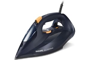 Philips Azur z Serii 7000 Żelazko Parowe - 3000 W, Strumień Pary Do Pary 55 g/min, Silne Uderzenie Pary Do 250 g, Pionowy Wyrzut Pary, Stopa SteamGlide Elite, Niebieski/Żółty (DST7060/20)