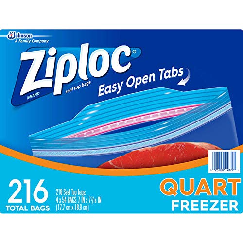 Ziploc Double Zipper Heavy Duty Quart Freezer Bags (216 Bags) by Ziploc