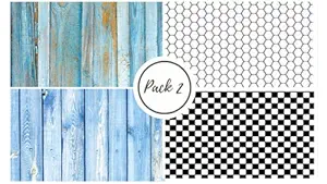 Royalkart (56cm x 88cm) 3D Double-Sided Photography Backdrop For Food, Small Products Professional Photoshoots (Pack of 2) ? Waterproof Flat lay Tabletop Photography Backdrop Paper (BlueWood & Chess Print)