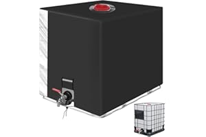 CAIXINYI Bache pour Cuve 1000L IBC, Bâche de Protection Solaire, avec Un Film Transparent Bache cuve 1000l Anti UV Noir Protection, Recuperateur d Eau de Pluie 1000 litres - 120 x 100 x 116 cm(Noir)