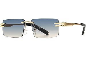 kachawoo Randlose Herren-Sonnenbrille mit Verlaufslinsen, Retro-Rechteck-Sonnenbrille für Männer und Frauen, rahmenlose Brille, modisches Markendesign