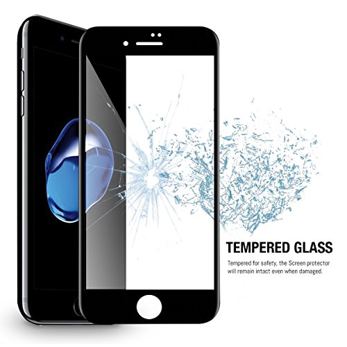 iPhone 7 Screen Protector, OrzlyÂ® 3D Pro-Fit Tempered Glass Screen Protector [Full Cover Screen Protector] for iPhone 7 â€“ BLACK [3D Curved Edges For Seamless Fit]