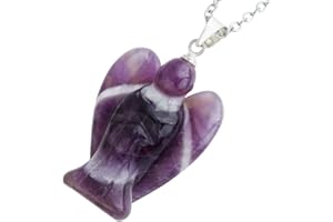Nupuyai Cristal Pendentif Ange Gardien Collier en Pierre Fabriqué à la Main, Pierre de Reiki Bijoux Porte-Bonheur pour Hommes et Femmes