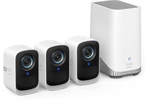 eufy Security eufyCam S300(eufyCam 3C), telecamera wi-fi esternoi, telecamera wifi esterno senza fili, risoluzione 4K, Visione Notturna a Colori, Nessun Costo Mensile, Kit di 3 telecamere
