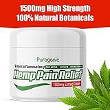 Puraganic Hemp Pain Relief Cream 1500mg - Premium Natural Pain Relief Made from Hemp, Arnica, MSM, Turmeric to Relief Muscle & Joints Tension, Fast Acting & Quick Absorption Hemp Salve, 60ml