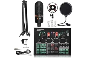 HaoYiShang Pacchetto di apparecchiature Podcast con miscelatore microfono condensatore da 3,5 mm e mixer audio DJ per la registrazione dal vivo di giochi, telefoni cellulari, laptop