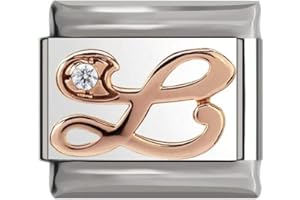 Italian Charms Rose Gold Letter A-Z Charm Link fits all 9mm Bracelet - UK stock