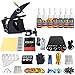 Solong Tattoo New Beginner 1 Pro Machine Gun Tattoo Kit Power Supply Needle Grips tip 7 color ink set TK105-1