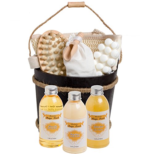 BRUBAKER 9-teiliges Geschenkset im Badefass – Tropical Mango Peach - 2