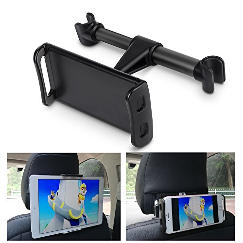 Nuovo Supporto tablet auto Sedile Posteriore, JCLIVETEK Supporto Universale da Poggiatesta Schienale per Tablet/smartphone/iPhone/iPad 2/3/4/mini/Air/Samsung Galaxy/Huawei da 4-11 pollici, Montaggio a pressione, Regolabile 360 Gradi, Pinza Estensibile 12cm-20cm