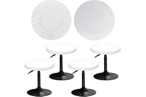 YINGAYOU Hockerbezug Rund 30-40 cm Bezug Hocker Rund Samt Luxuriöser Stoff Waschbar Dehnbar Wunderschöne Farbe für Runde und Eckige Hocker (4, Weiß)