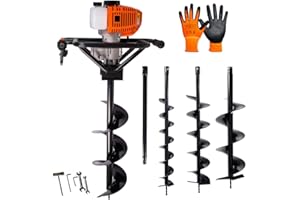 DE ROSA SHOP Trivella a Scoppio Motore 52cc, Mototrivella Trivellatrice da Giardino e Campi, Trivella Professionale con 3 Punte Intercambiabili da 100-150-200mm.