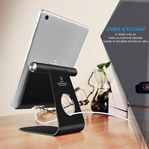 Verstellbare iPad Ständer, Lamicall Tablette Halter : Universal Tab Ständer, Wiege, Halterung Dock für iPad 1 2 3 Air; iPad mini 1 2 3 4, Samsung Huawei E-Reader und Google Nexus 7 10 4 Tablette Schreibtisch, andere Tab Smartphone 5“-11“ (Schwarz) - 2